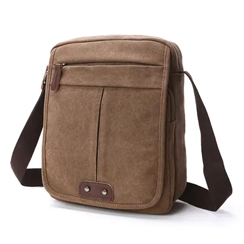 Compact Canvas Messenger Bag with Multiple Compartments and Adjustable Strap